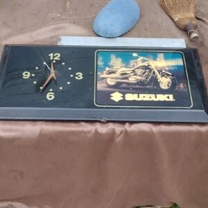 Black Wall Clock with Motorcycle Design